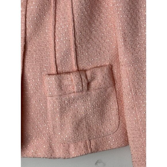 Saks Fifth Avenue Coat Women 6 Pink Tweed Collared Button Front Blazer Retro - Picture 6 of 8